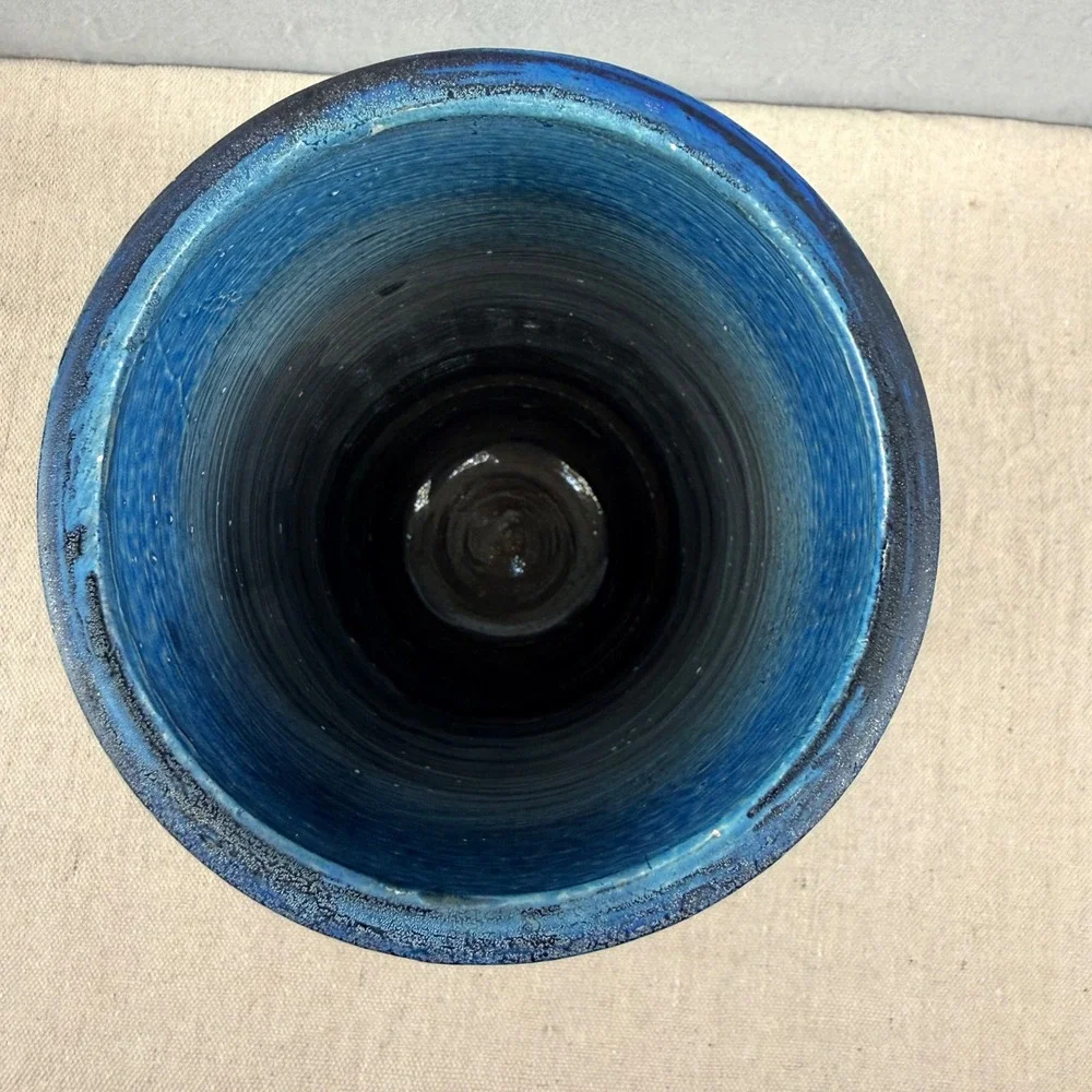 Vintage Bitossi‎ Rimini Blue Vase Aldo Londi Italy MCM Art Pottery 9.5